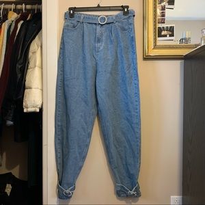 NWT Missguided Diamente Buckle Loose Jeans